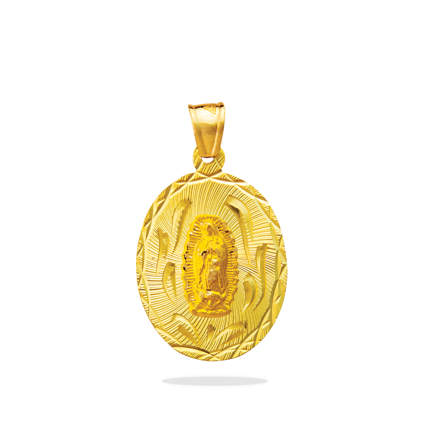 14K Our Lady of Guadalupe Virgin Mary Oval Yellow Gold Pendant 0031 ...