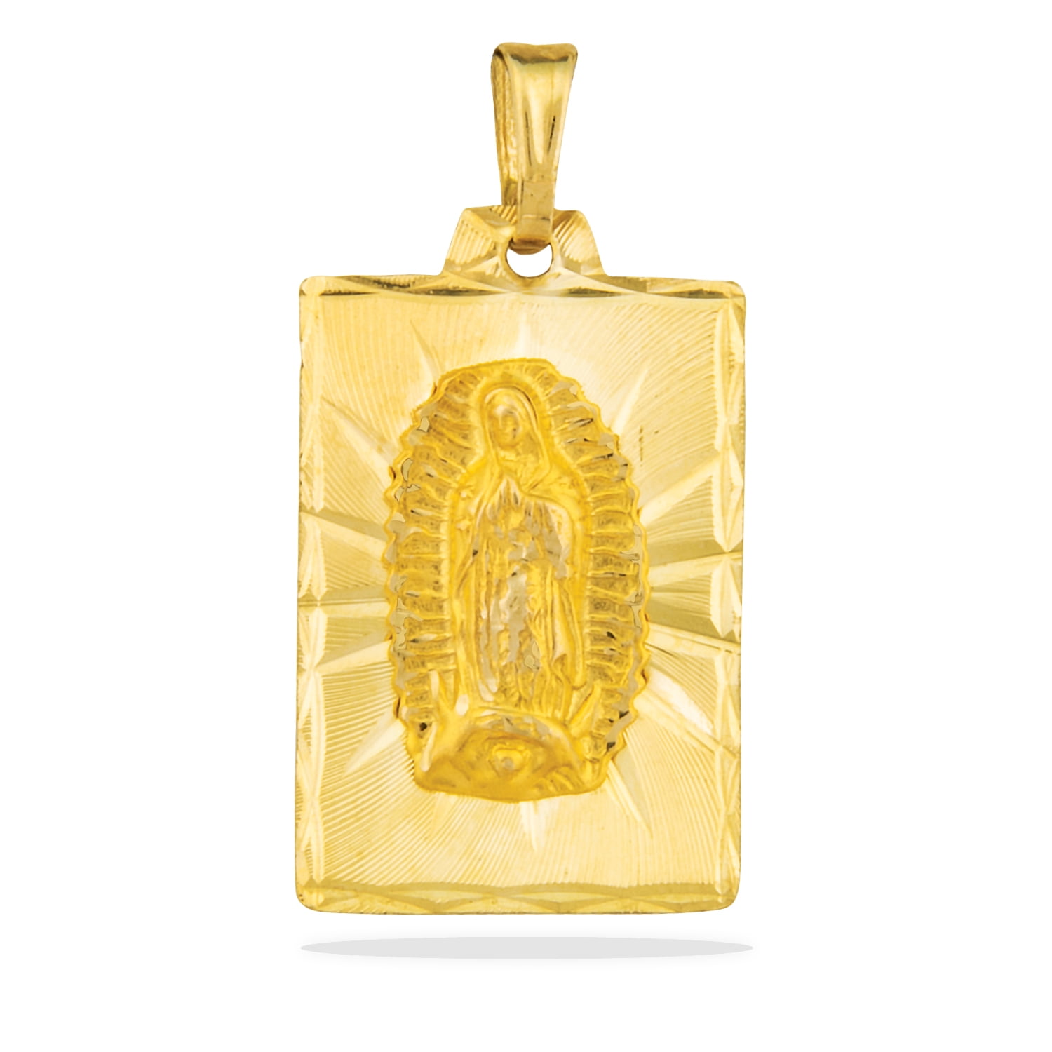 14K Our Lady of Guadalupe Virgin Mary Rectangle Yellow Gold Pendant ...