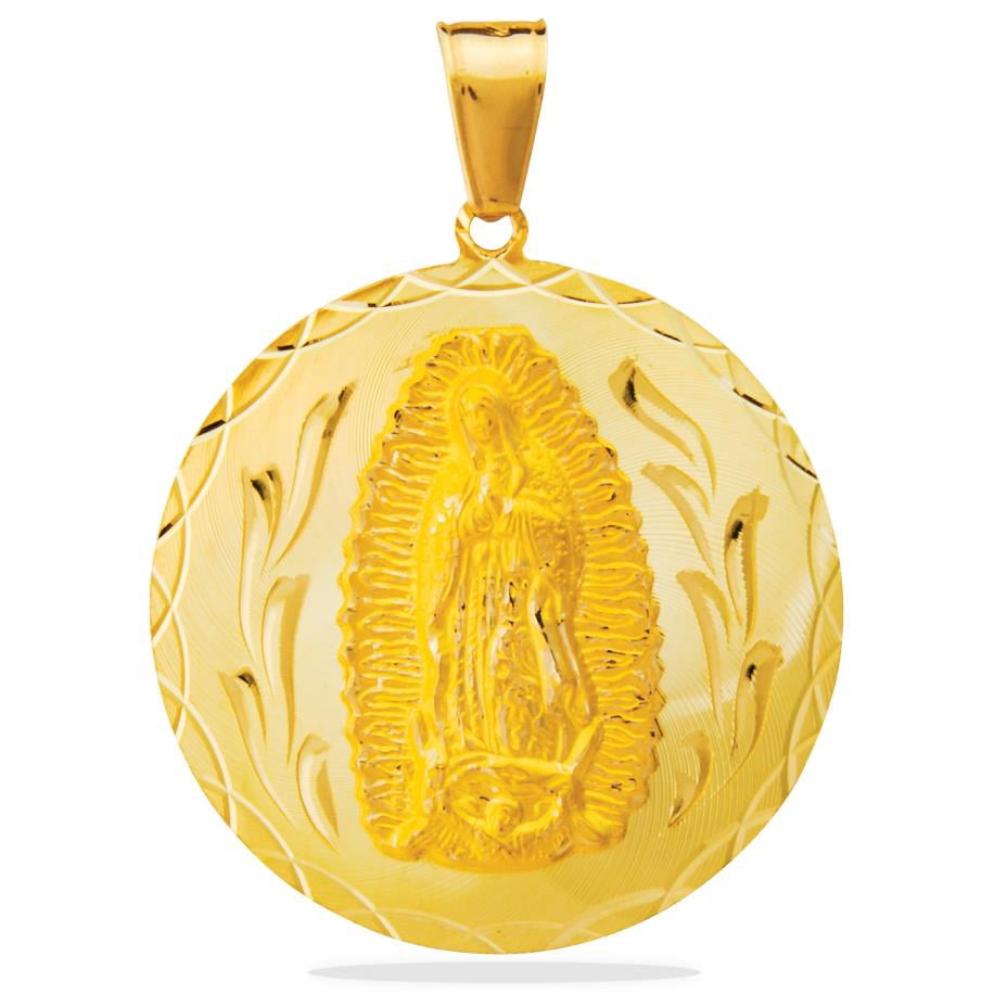 14K Our Lady of Guadalupe Virgin Mary Round Yellow Gold Pendant 00147 ...
