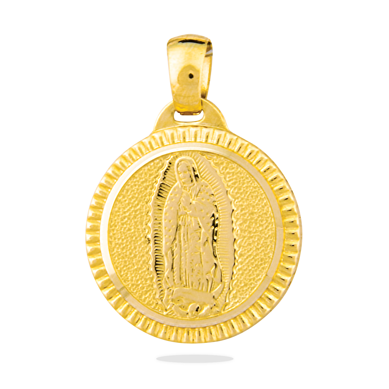 14K Our Lady of Guadalupe Virgin Mary Round Yellow Gold Pendant ...