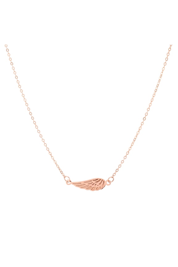 14K Pink Gold 18in Angel Wing Necklace with Spring Ring Clasp