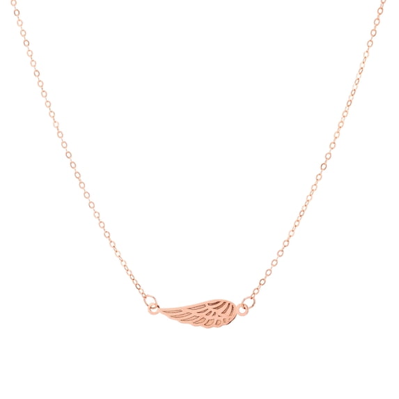 14K Pink Gold 18in Angel Wing Necklace with Spring Ring Clasp