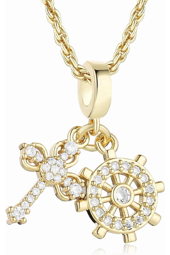 14K Plated Gold Cross Necklace for Women Dainty Pendant Cross Chain Faith Choker Baptism Necklace Trendy Religious Jewelry Hypoallergenic