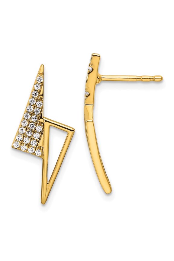 14K Polished Diamond Geometric Fashion Post Earrings