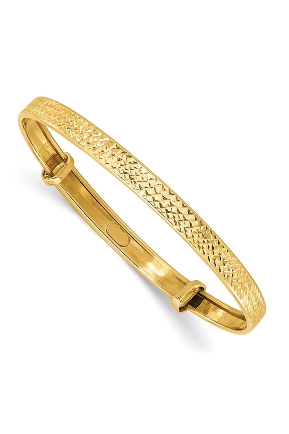 14K Polished Diamond-cut flexible Baby Bangle