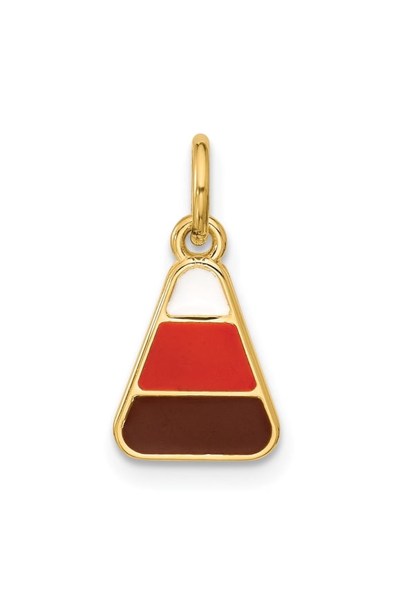 14K Yellow Gold Polished Enameled Candy Corn Pendant