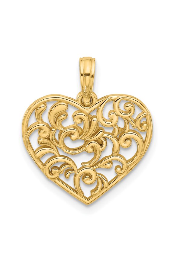14K Polished Fancy Heart Charm