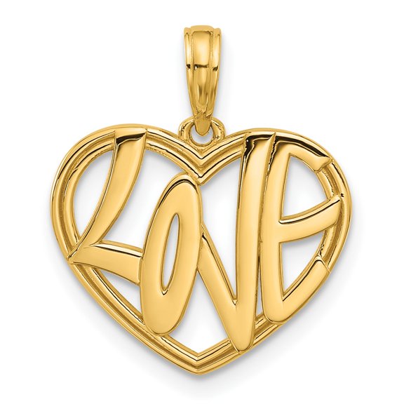 14K Polished Fancy Love Heart Charm