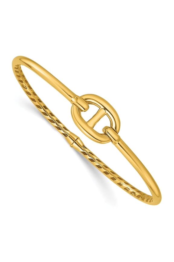 14K Polished Hinged Bangle