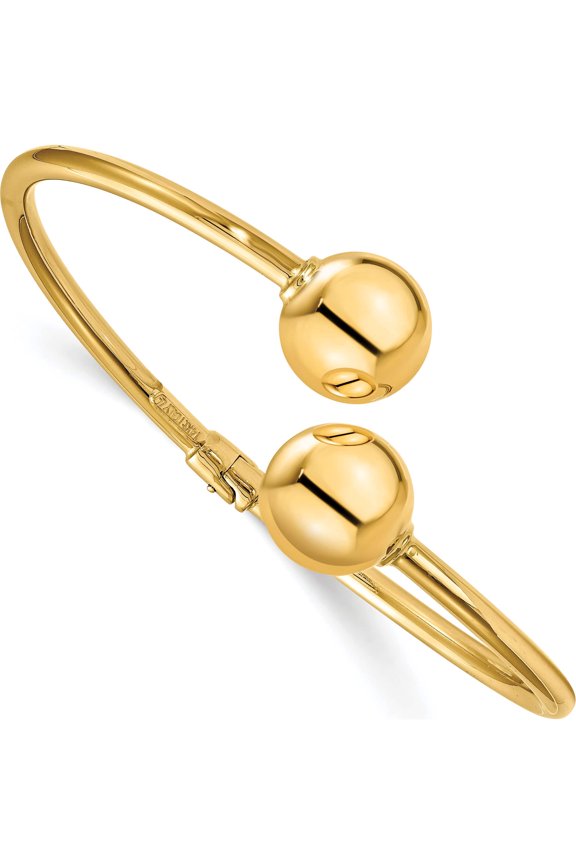 14K Polished Hinged Cuff Bangle