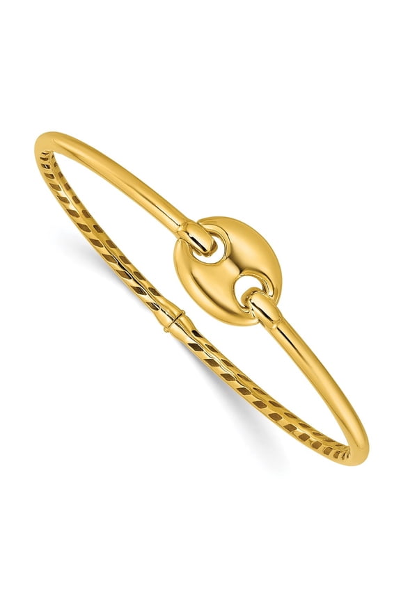 14K Polished Hollow Hinged Bangle