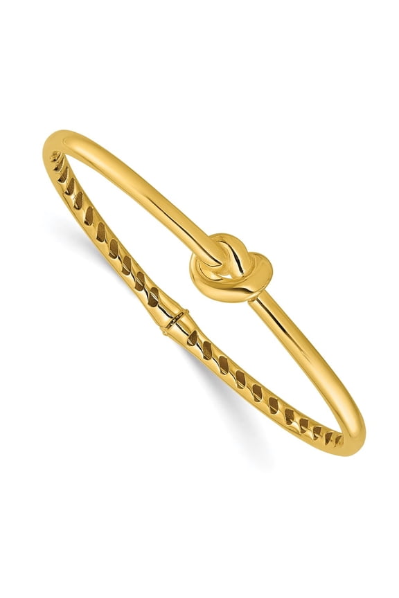 14K Polished Hollow Knot Hinged Bangle