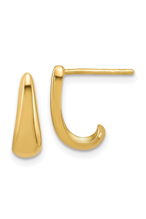 14K Polished J-Hoop Post Earrings