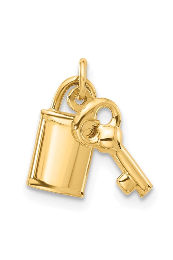 14K Polished Lock and Key Pendant