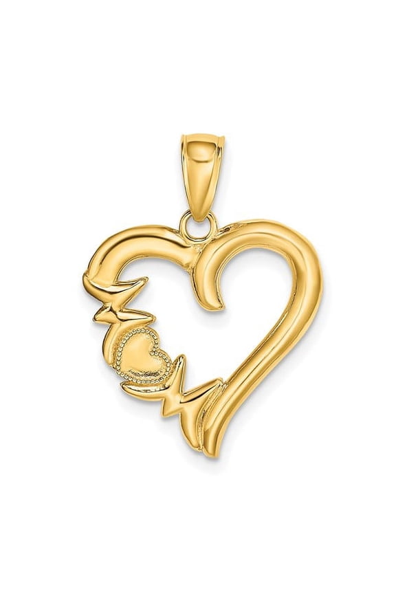 14K Polished MOM Heart Pendant