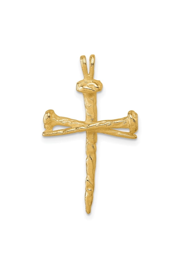 14K Polished Nail Cross Charm