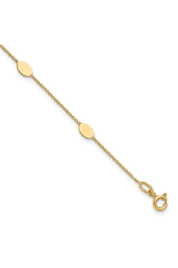 14K Polished Oval Discs Station Bracelet