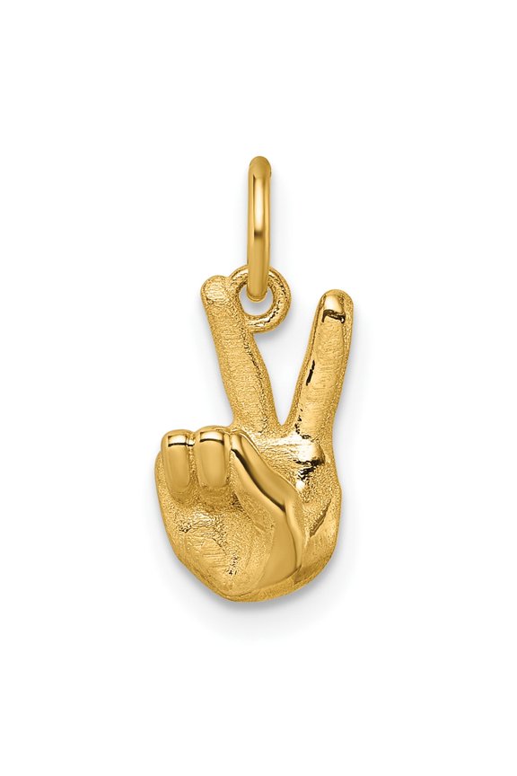 14K Polished Peace Hand Pendant