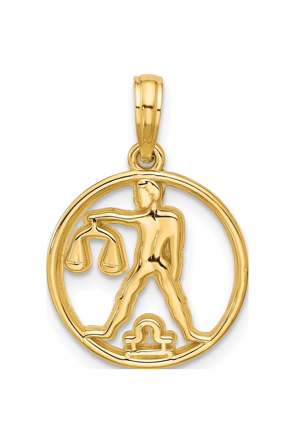14K Polished Round Libra Pendant Yellow Gold Material Luxurious Dazzling Enchanting Bring sparkle and sophistication to your day