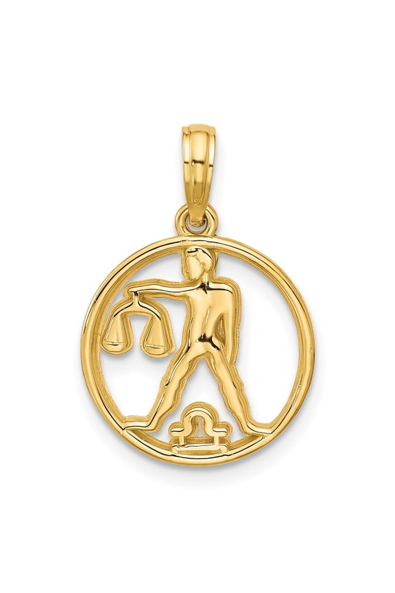 14K Polished Round Libra Pendant