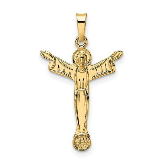 14K Polished Solid Risen Christ Pendant