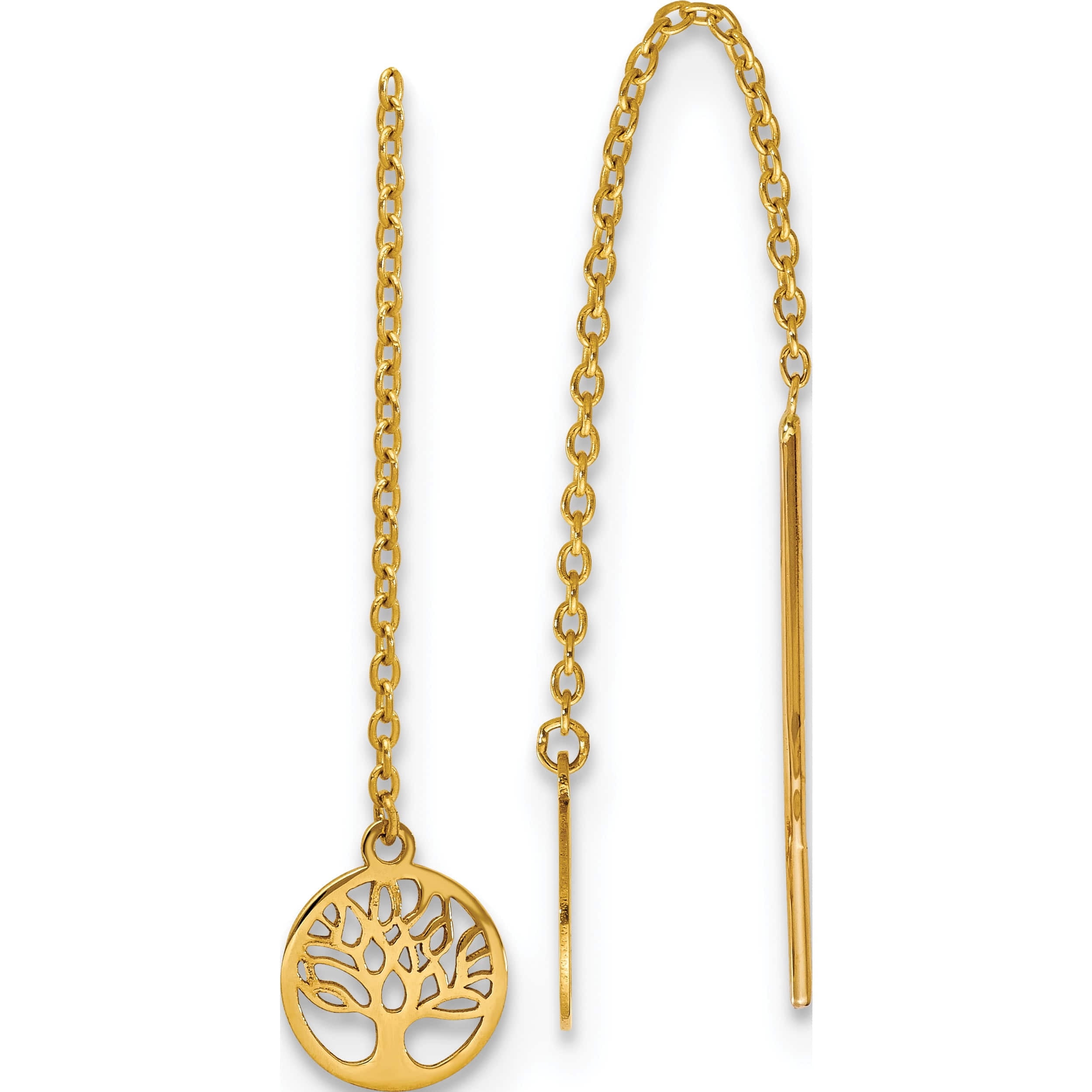 ピアス EOU STUDIO THE TREE EC1GOLD 14K Polished Tree of Life Threader Earrings (71x8) - Walmart.com