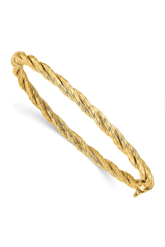 14K Polished Twisted Hinged Bangle