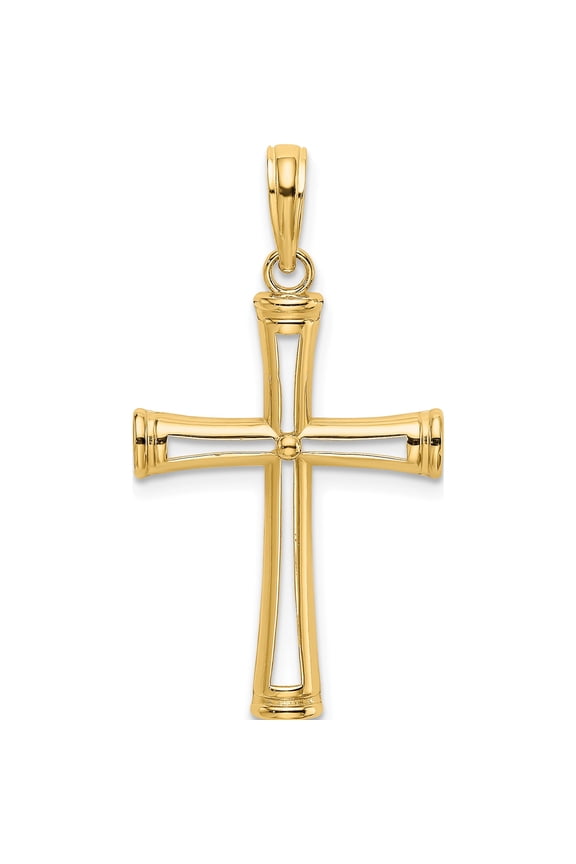 14K Polished and Cut-Out Cross Yellow Gold Material Glamorous Feminine Refined A classic choice for celebrating love and achievement