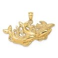 thumbnail image 1 of 14K Yellow Gold Polished Textured Finish Dolphins Swimming in Starfish Design Charm Pendant, 1 of 4