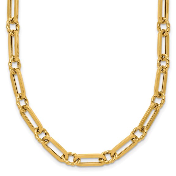 14K Polished and Twisted Fancy Link Toggle Necklace