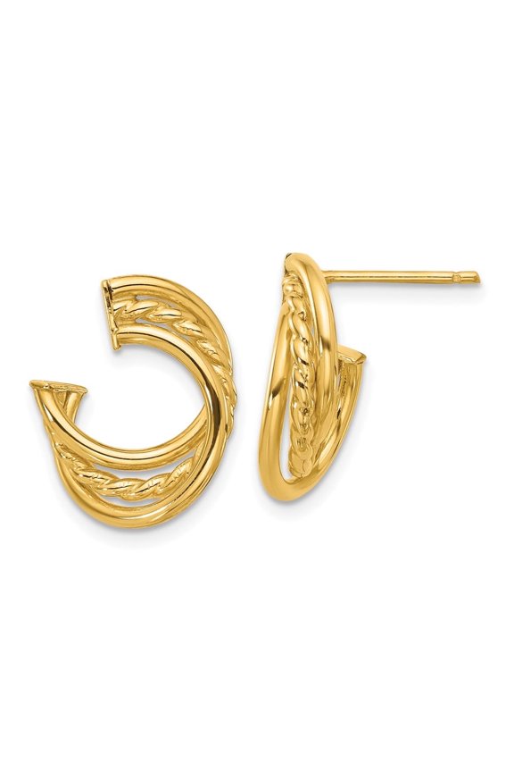 14K Polished and Twisted Post Earrings