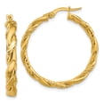thumbnail image 1 of 14K Polished and Twisted Round Hoop Earrings, 1 of 5