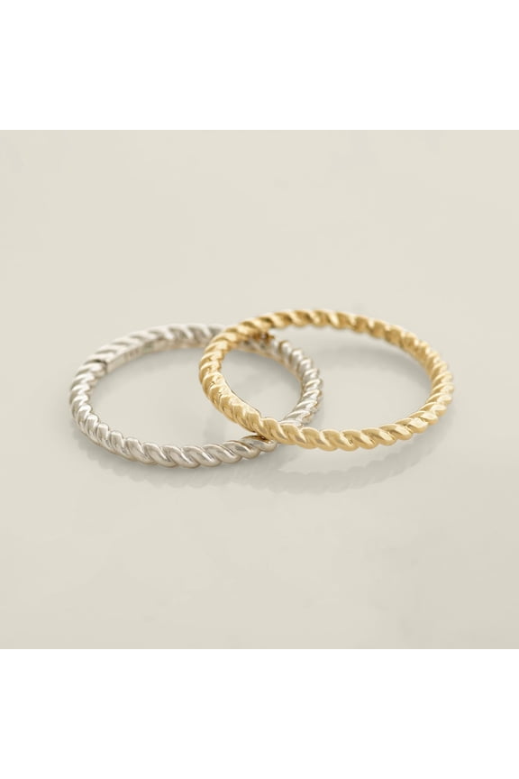 14K REAL Solid Gold Braid Rope Band Ring Simple Daily Ring MJR5736-7.5Y Yellow Gold Size - 7.5