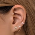 thumbnail image 1 of 14K REAL Solid Gold Marquise Cubic Zirconia Flower Round Ball Chain Earrings, CZ Upper Earlobe Cartilage Helix Tragus Ear Post Stud Earrings MJE52498-CZW White Gold, 1 of 7