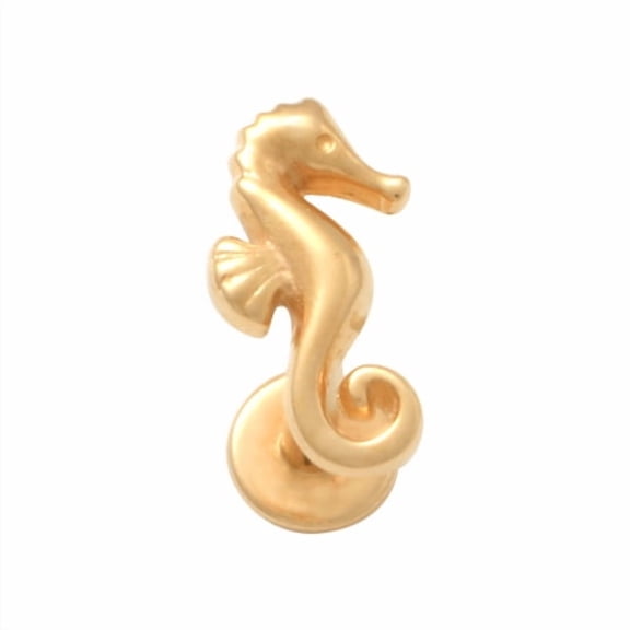 Anygolds 14K Real Solid Gold Adults' Seahorse Stud, Multi-Post 18G
