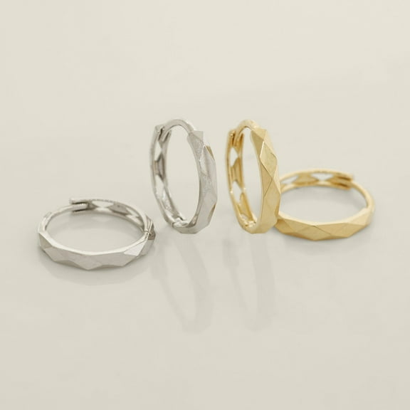 14K REAL Solid Gold Texture Hoop Earrings, Cartilage Daith Helix Tragus Conch Rook Snug Hinge Hoop Ear Ring Piercing Jewelry - MOT49531Y Yellow Gold