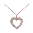 thumbnail image 1 of 14K REVERSIBLE DIAMOND AND HIGH POLISH PLAIN OPEN HEART ROSE GOLD CHARM DAINTY PENDANT NECKLACE :  Pendant with 20" chain, 1 of 1