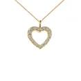 thumbnail image 1 of 14K REVERSIBLE DIAMOND AND HIGH POLISH PLAIN OPEN HEART YELLOW GOLD CHARM DAINTY PENDANT NECKLACE - Pendant with 16" chain, 1 of 1