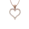 thumbnail image 1 of 14K ROSE GOLD CUBIC ZIRCONIA OPEN HEART PENDANT NECKLACE (0.8") - Pendant with 20" chain, 1 of 1