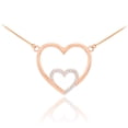 thumbnail image 1 of 14K ROSE GOLD DOUBLE HEART NECKLACE WITH DIAMONDS :  16", 1 of 1