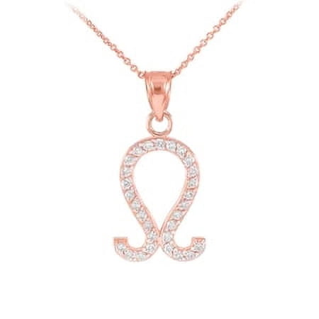 14K ROSE GOLD LEO ZODIAC SIGN DIAMOND PENDANT NECKLACE - Pendant only