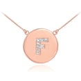thumbnail image 1 of 14K ROSE GOLD LETTER "F" INITIAL DIAMOND DISC NECKLACE - 16", 1 of 1