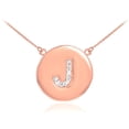 thumbnail image 1 of 14K ROSE GOLD LETTER "J" INITIAL DIAMOND DISC NECKLACE :  18", 1 of 1