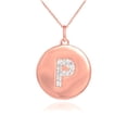 thumbnail image 1 of 14K ROSE GOLD LETTER "P" INITIAL DIAMOND DISC PENDANT NECKLACE :  Pendant only, 1 of 1