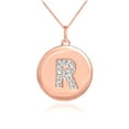 thumbnail image 1 of 14K ROSE GOLD LETTER "R" INITIAL DIAMOND DISC PENDANT NECKLACE :  Pendant with 16" chain, 1 of 1