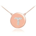 thumbnail image 1 of 14K ROSE GOLD LETTER "T" INITIAL DIAMOND DISC NECKLACE :  22", 1 of 1