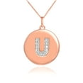 thumbnail image 1 of 14K ROSE GOLD LETTER "U" INITIAL DIAMOND DISC PENDANT NECKLACE :  Pendant with 20" chain, 1 of 1