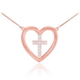 thumbnail image 1 of 14K ROSE GOLD OPEN HEART DIAMOND CROSS NECKLACE :  16", 1 of 1