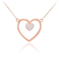 thumbnail image 1 of 14K ROSE GOLD OPEN HEART DIAMOND PAVE HEART ENCLOSURE NECKLACE :  16", 1 of 1