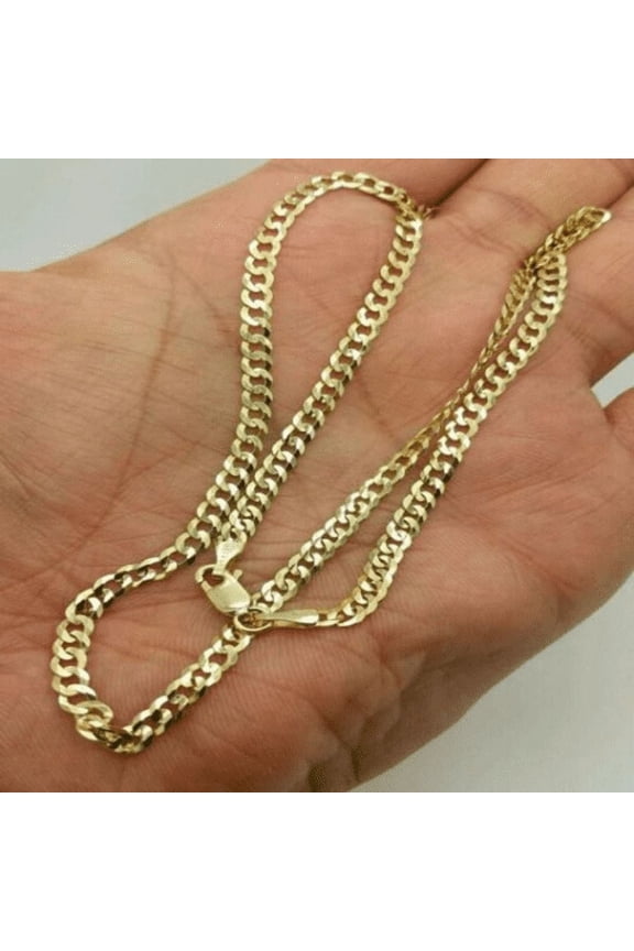 14K Real Gold 4mm Cuban Chain 18 Inch Versatile Daily Accessory